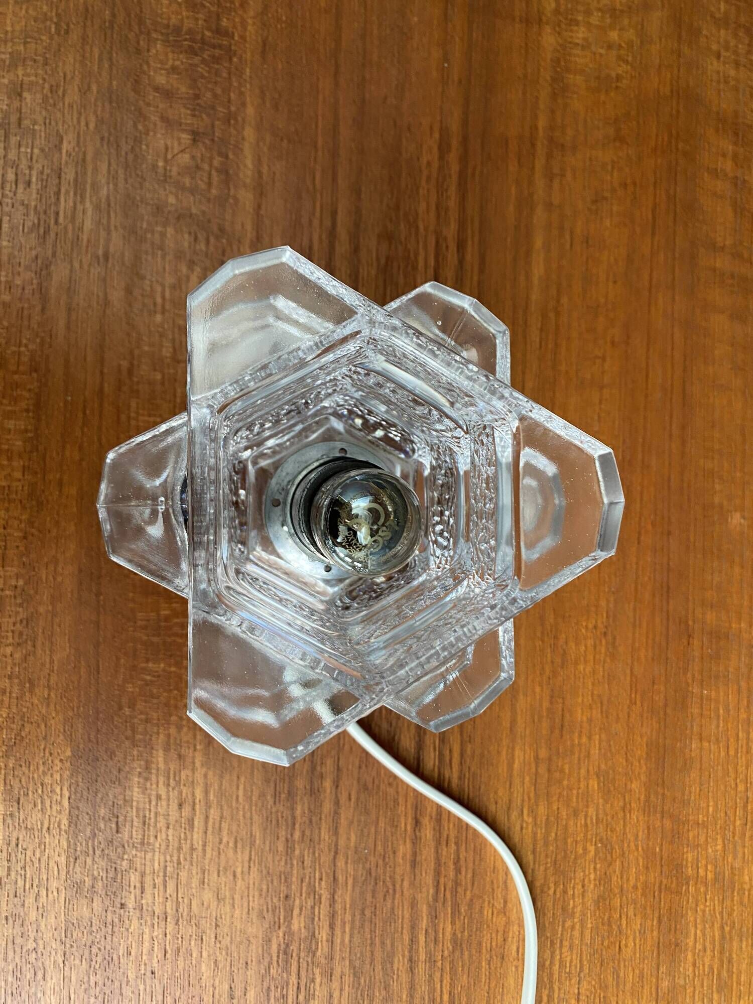 Glass table lamp by Peill & Putzler 1960s Ice cube series