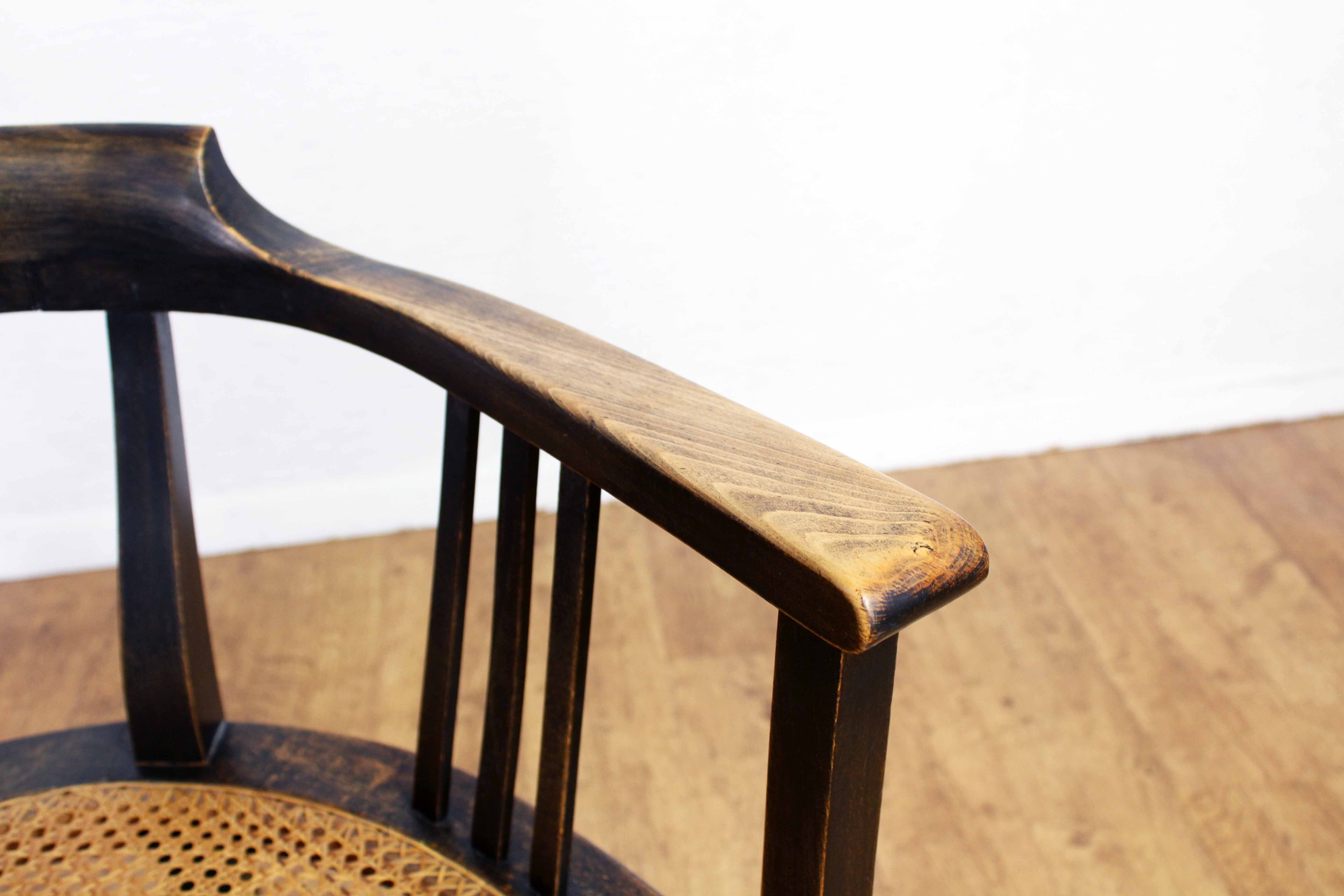 Old chair made of solid wood and caning