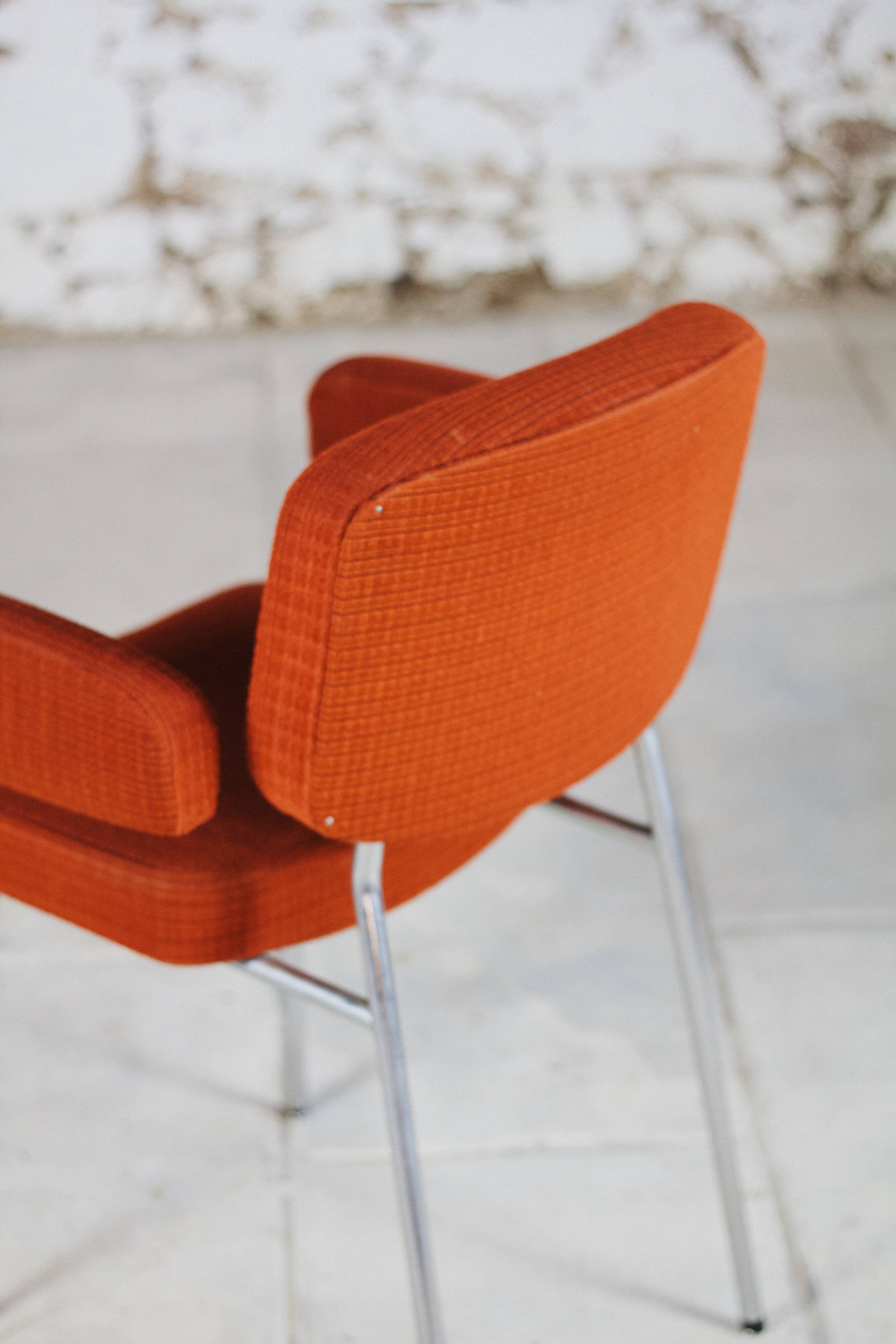 Vintage orange velvet armchair, 1970