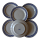 6 dessert plates blue checkerboard décor style Lustucru Oxford Brazil