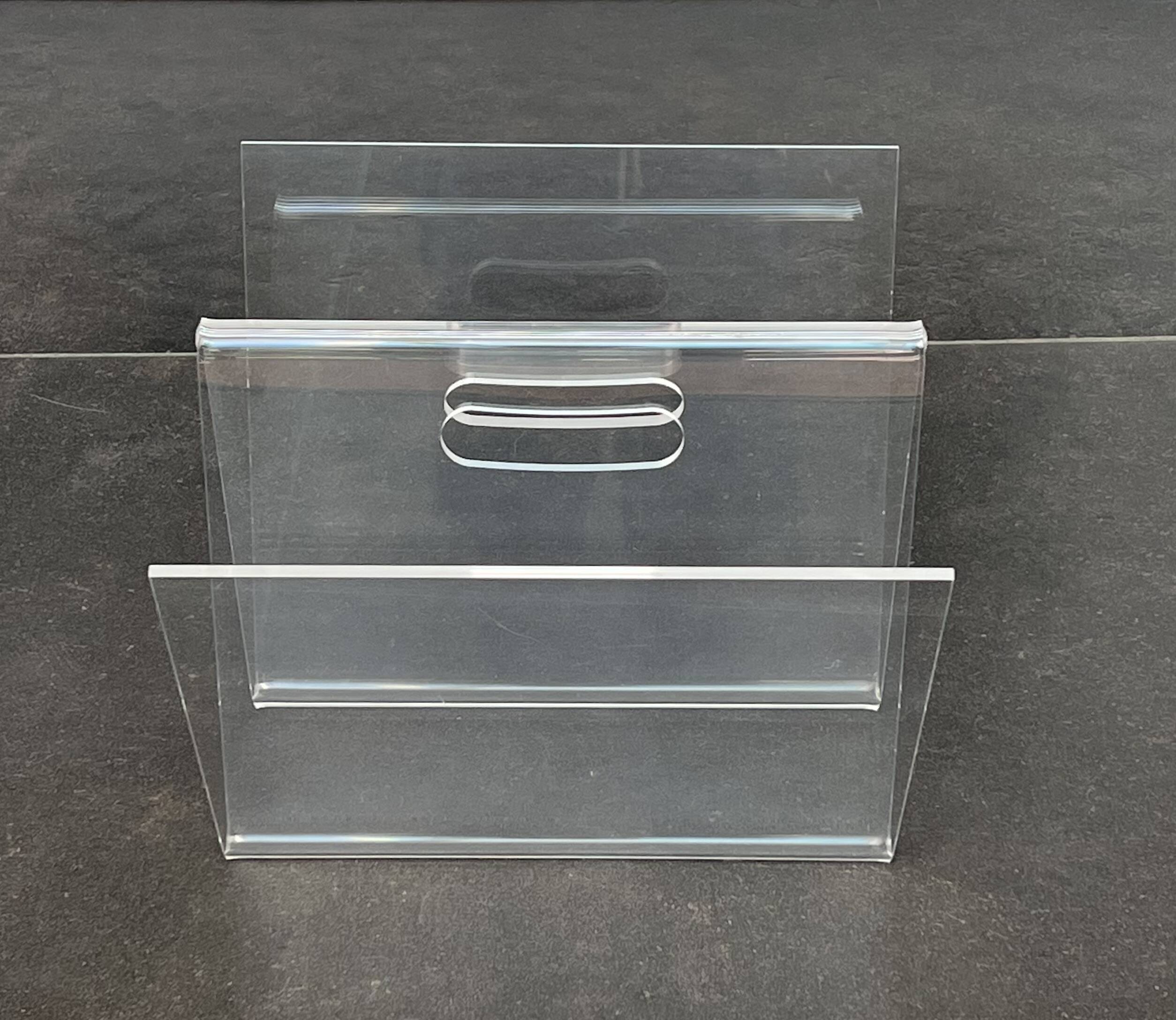 W magazine rack in plexiglass, France 1970s