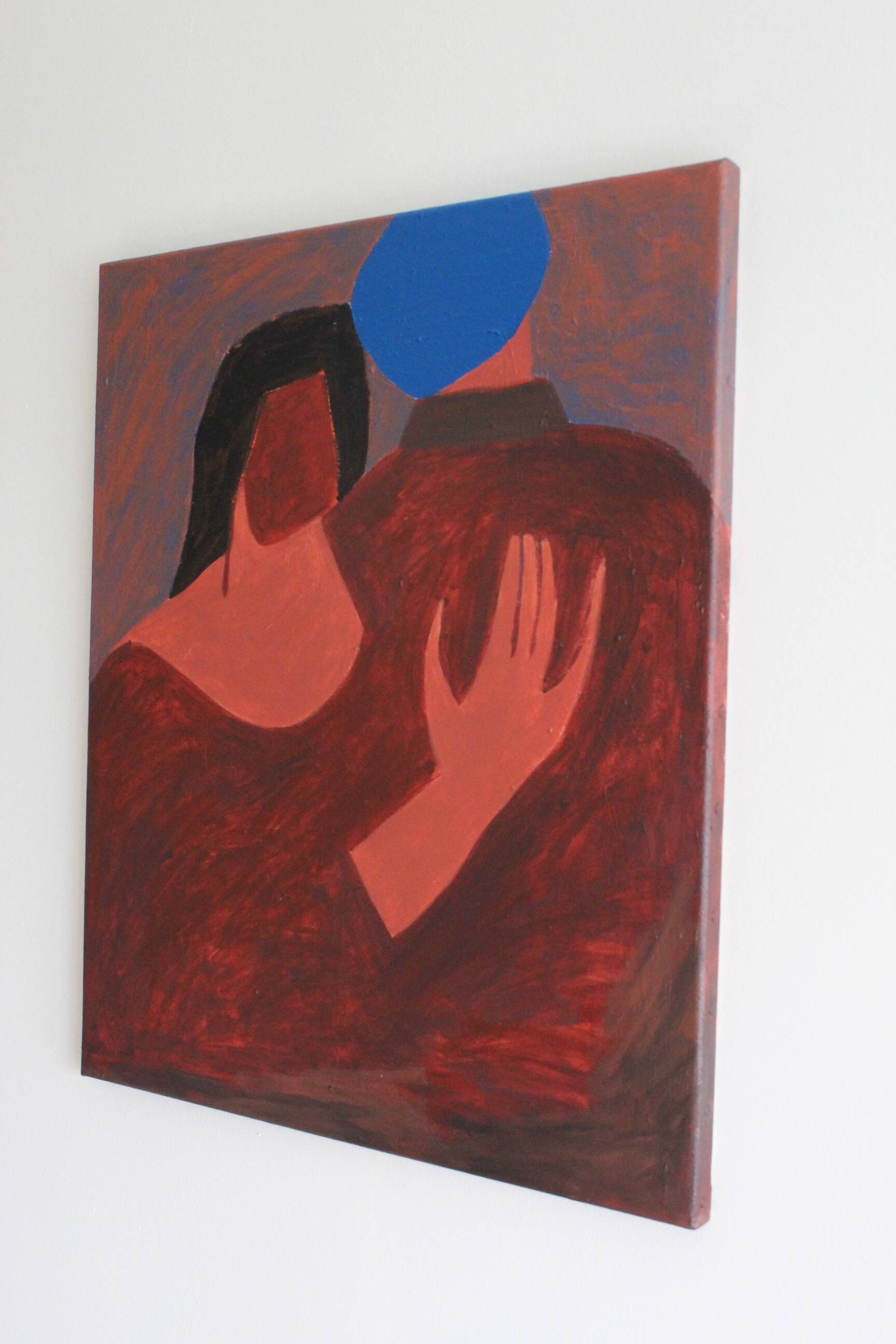 Figurative painting couple "near you" on stretched canvas.