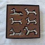 Set of 6 tin dog knife holders