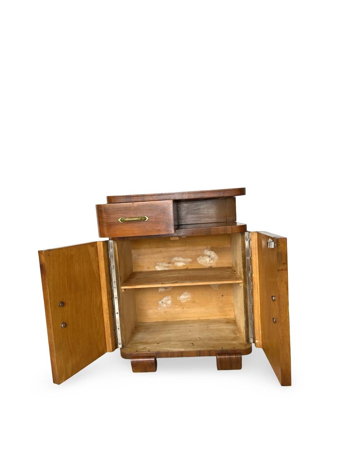 Tables de chevet Art déco italiennes en noyer, années 1940.