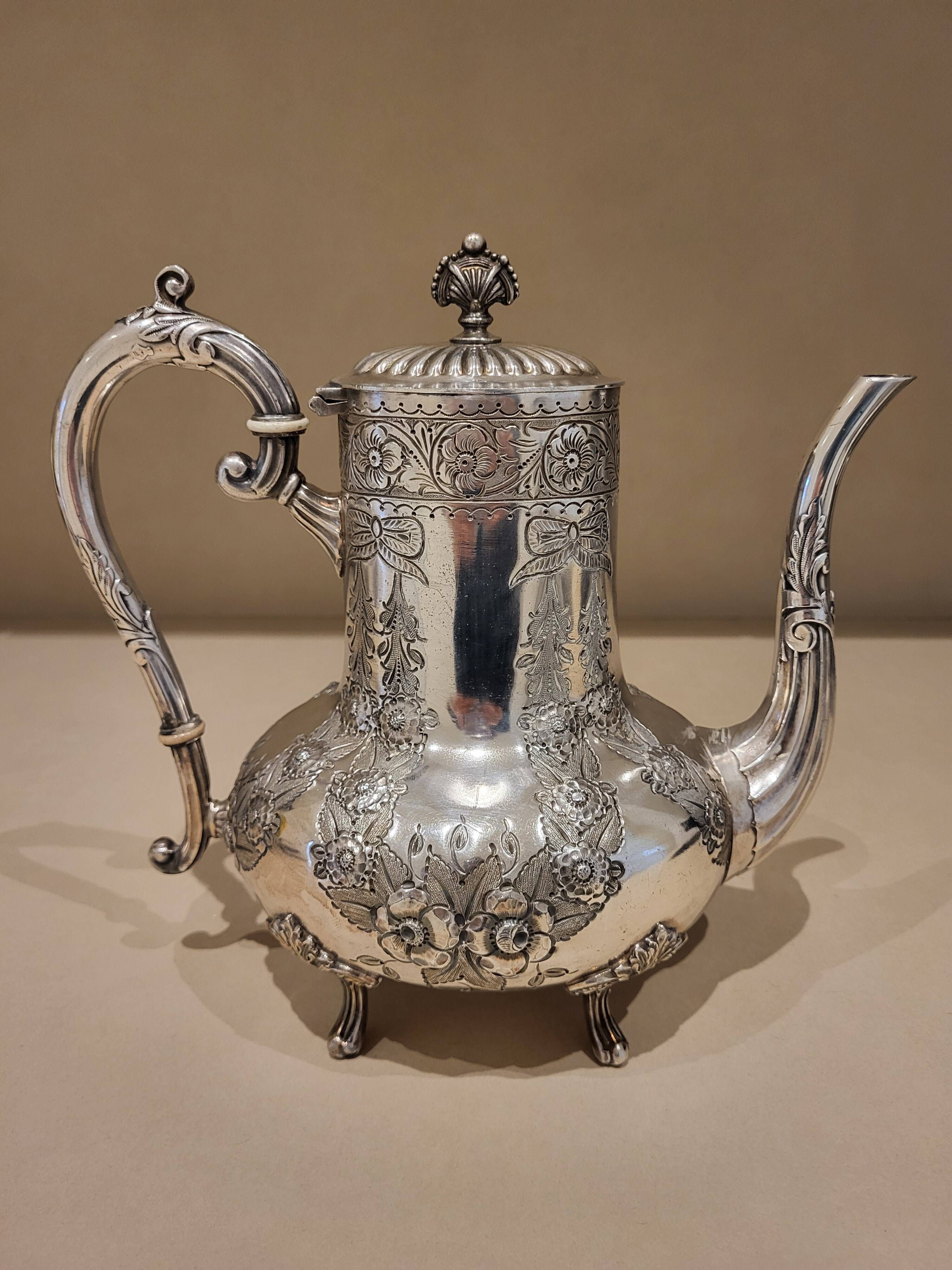 Antique silver-plated coffee pot – 19th century