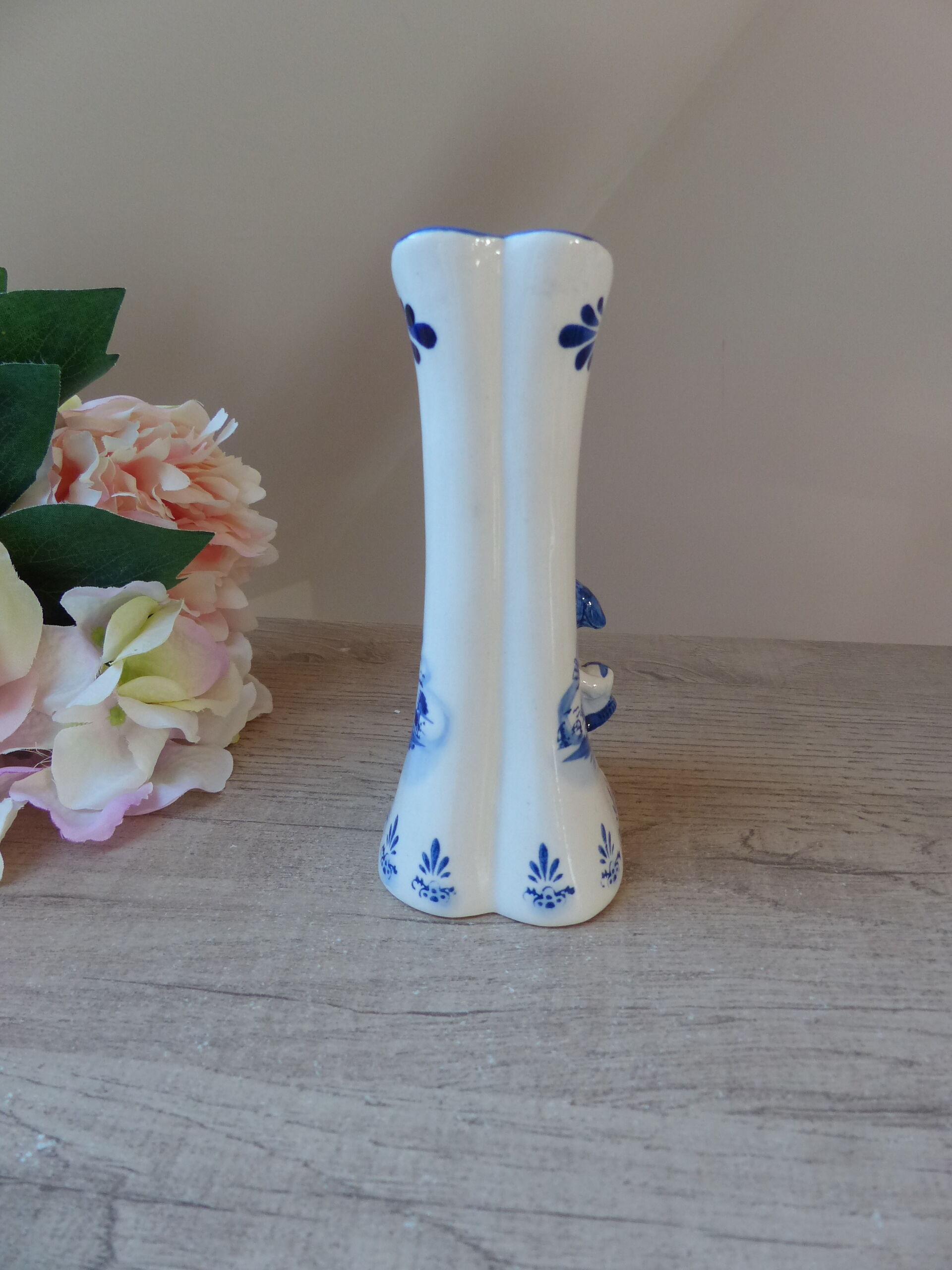 Vintage Small Porcelain Vase Delf Blue and White Heart Shape