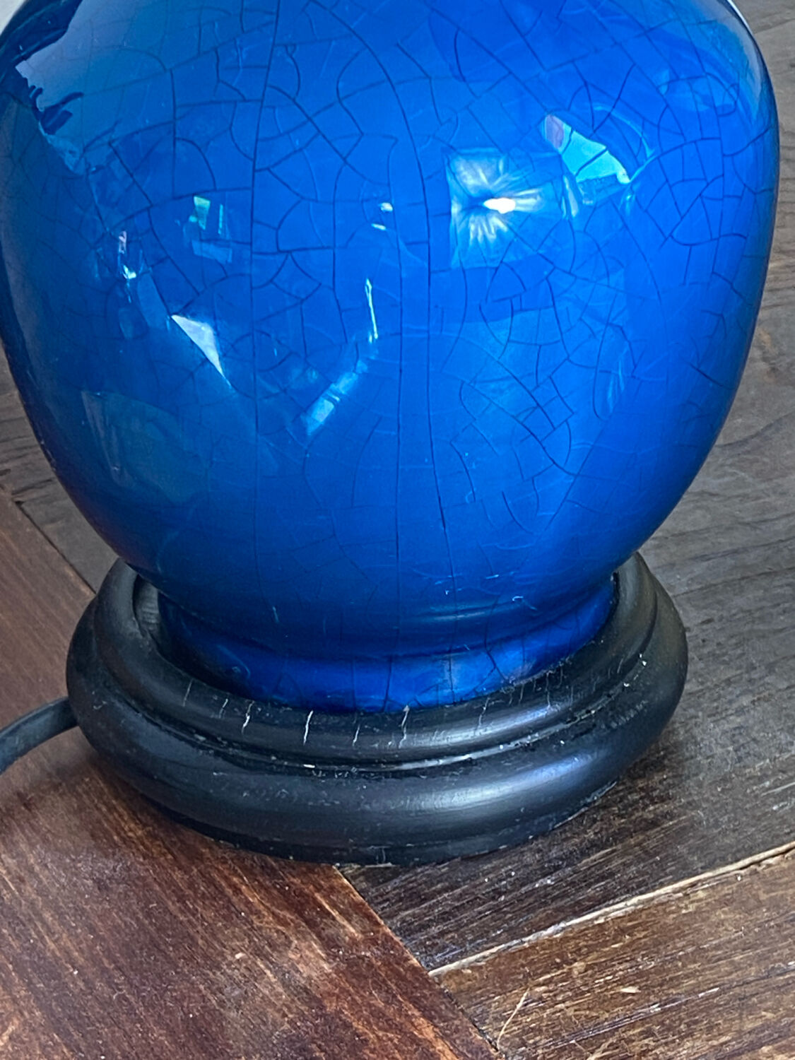 Pair of crackled ceramic lamps