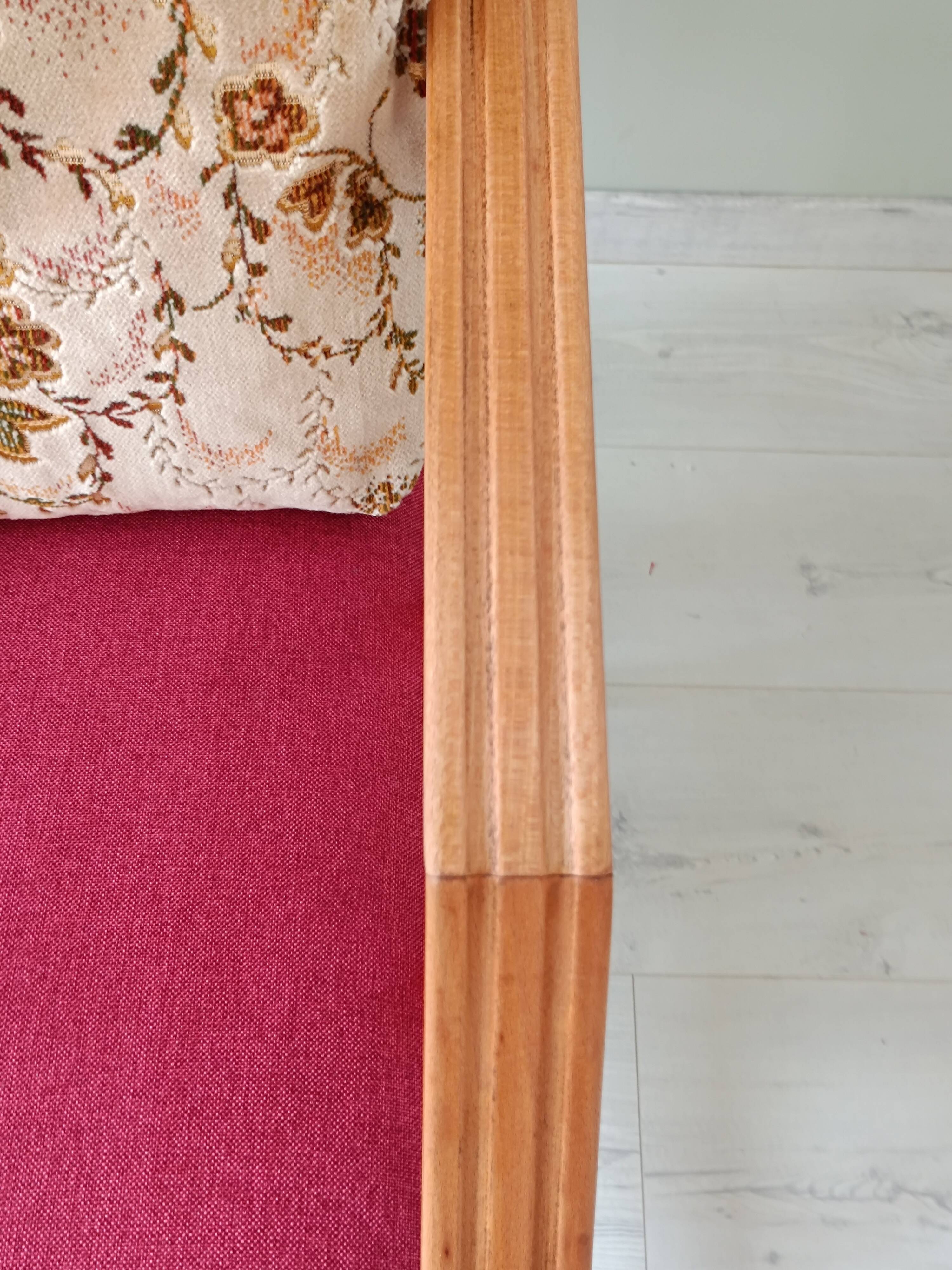 Vintage solid wood armchair and footstool