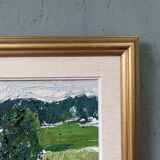 Mid-Century Modern "Green Grove", Vintage Swedish Landscape Oil Painting, Framed