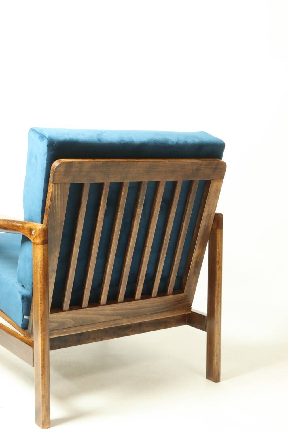 Fauteuil scandinave bleu marine velvet 1965  Z. Baczyk design chaise de salon