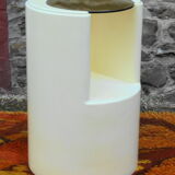 Cylindrical fiberglass bedside table from the 60s