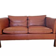 Vintage danish mid century  cognac leather 2 seater stouby sofa