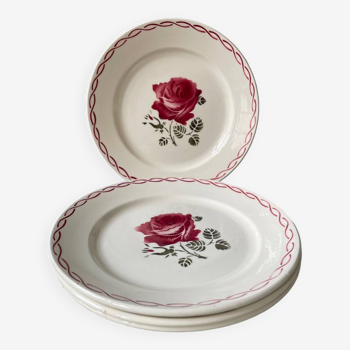4 vintage dessert plates in half Badonviller porcelain