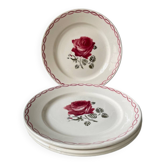 4 assiettes à dessert vintage en demi porcelaine de Badonviller