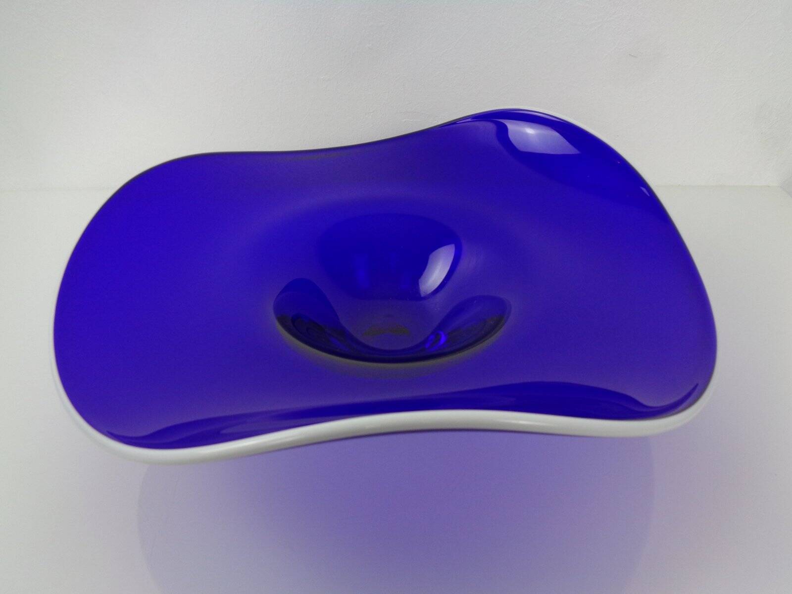 Large blue glass bowl, Czechoslovakia, 1960s