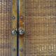 Vintage rattan and leather sideboard - 2 doors - ball feet chest