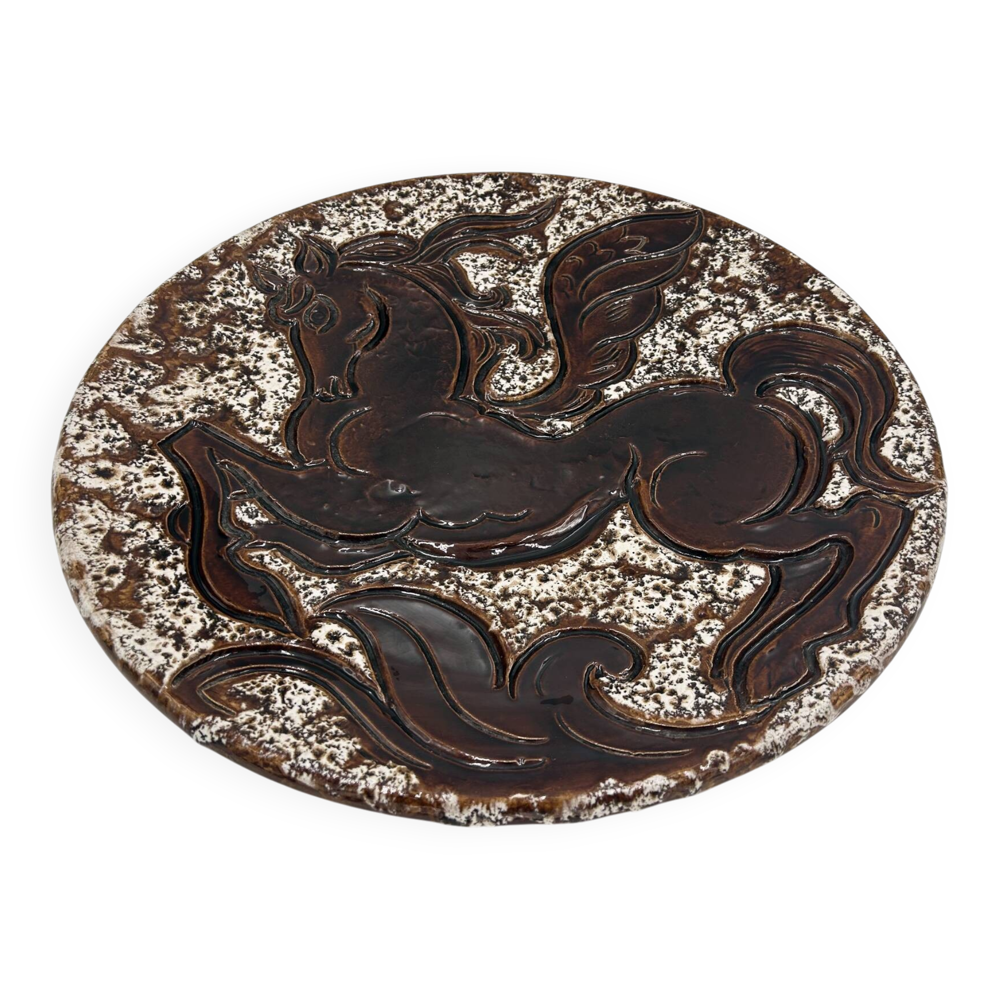 Glazed ceramic dish unique piece Manfredo Borsi / Giraud Vallauris
