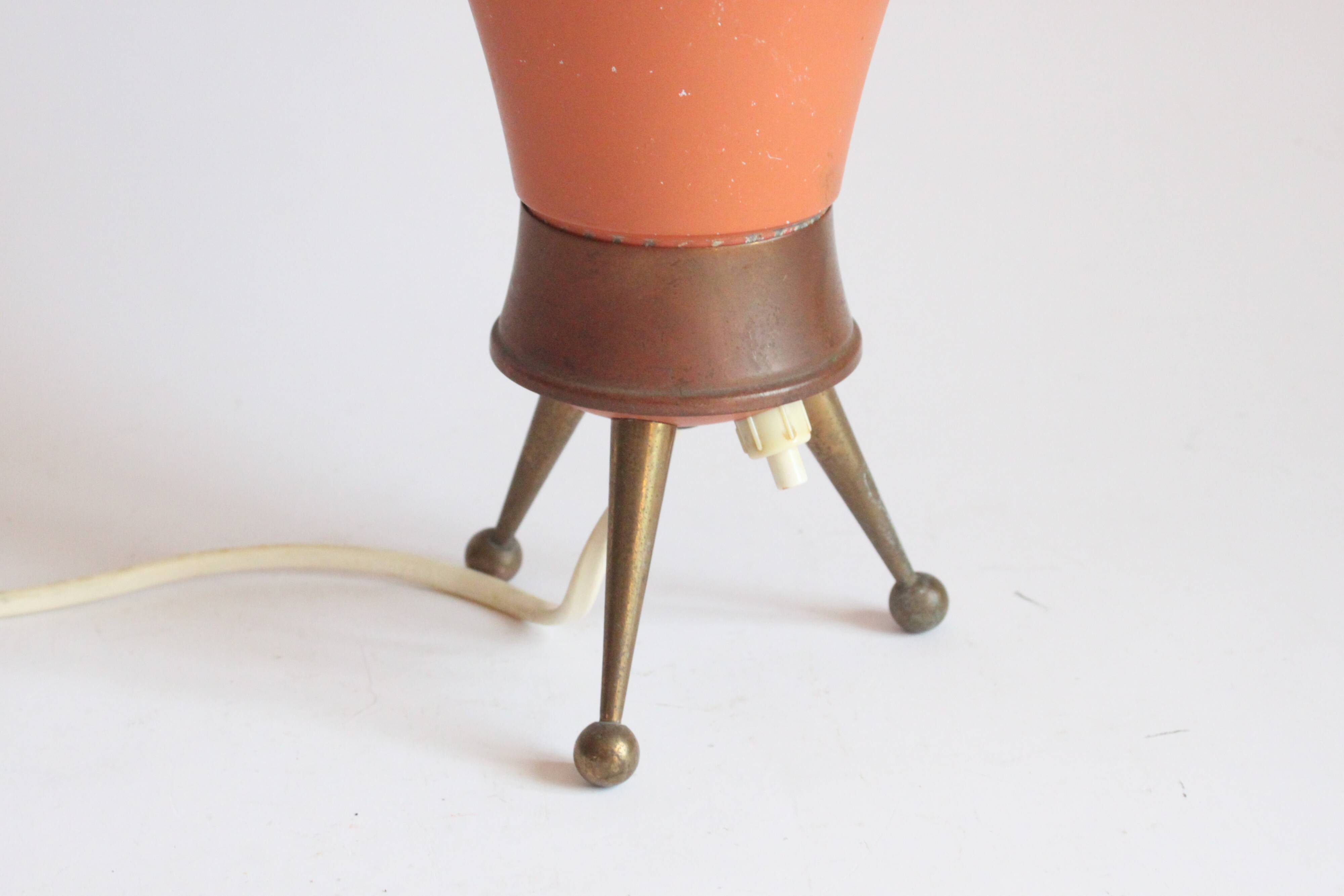 Brass tripod table lamp, 1950s