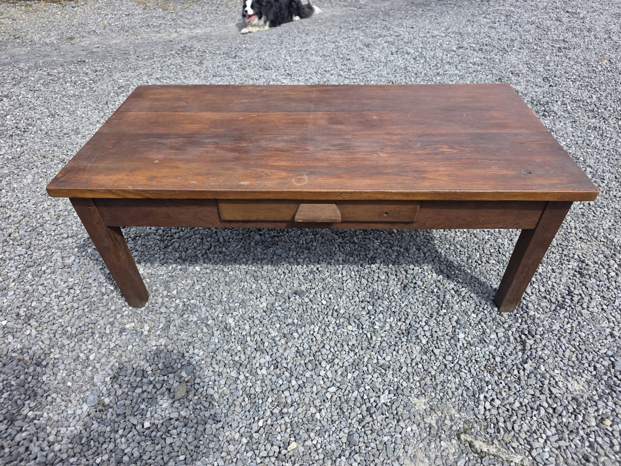 Antique solid oak coffee table, 130cm L