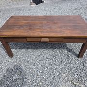 Antique solid oak coffee table, 130cm L