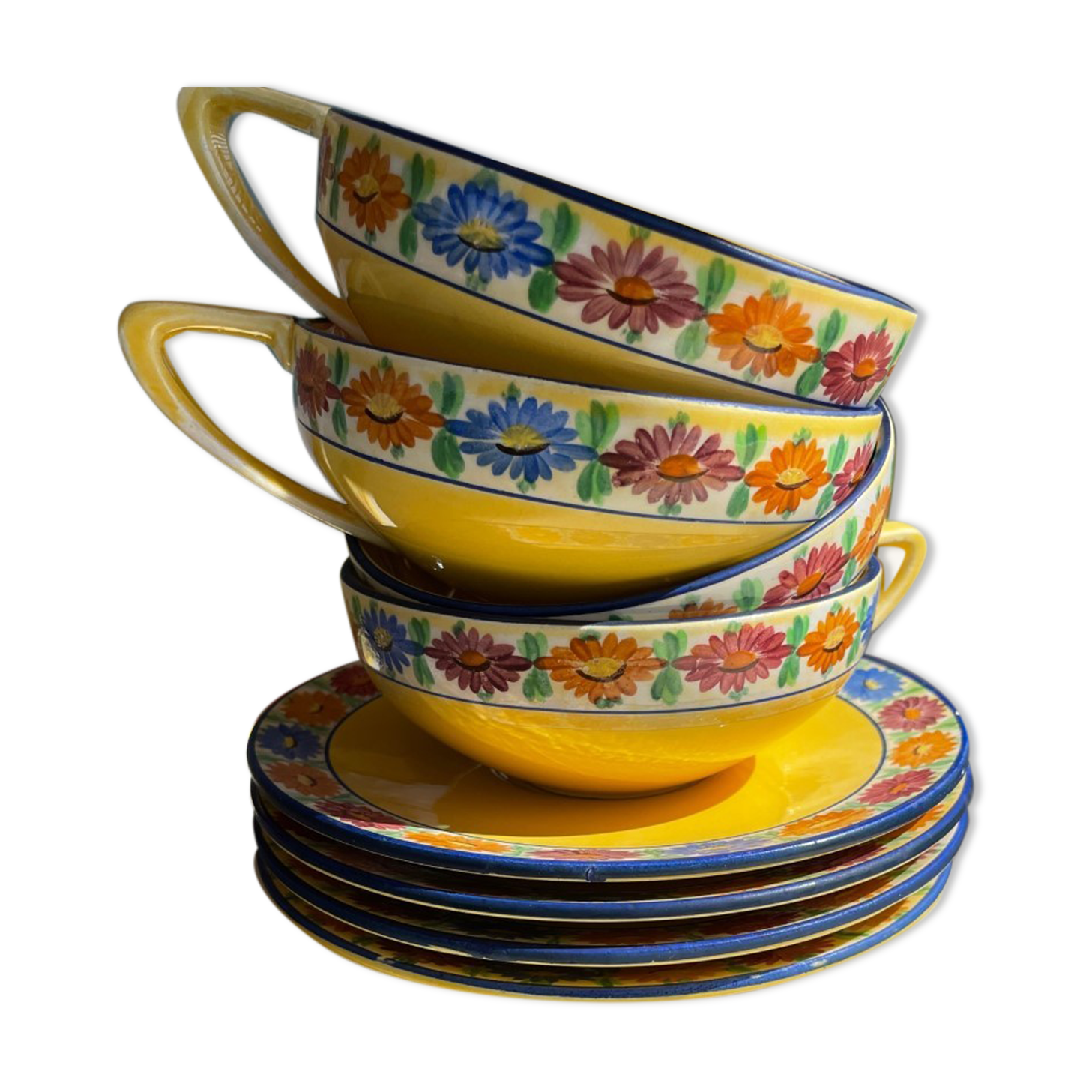 Lunches or chocolate cups, antique, earthenware from Provence