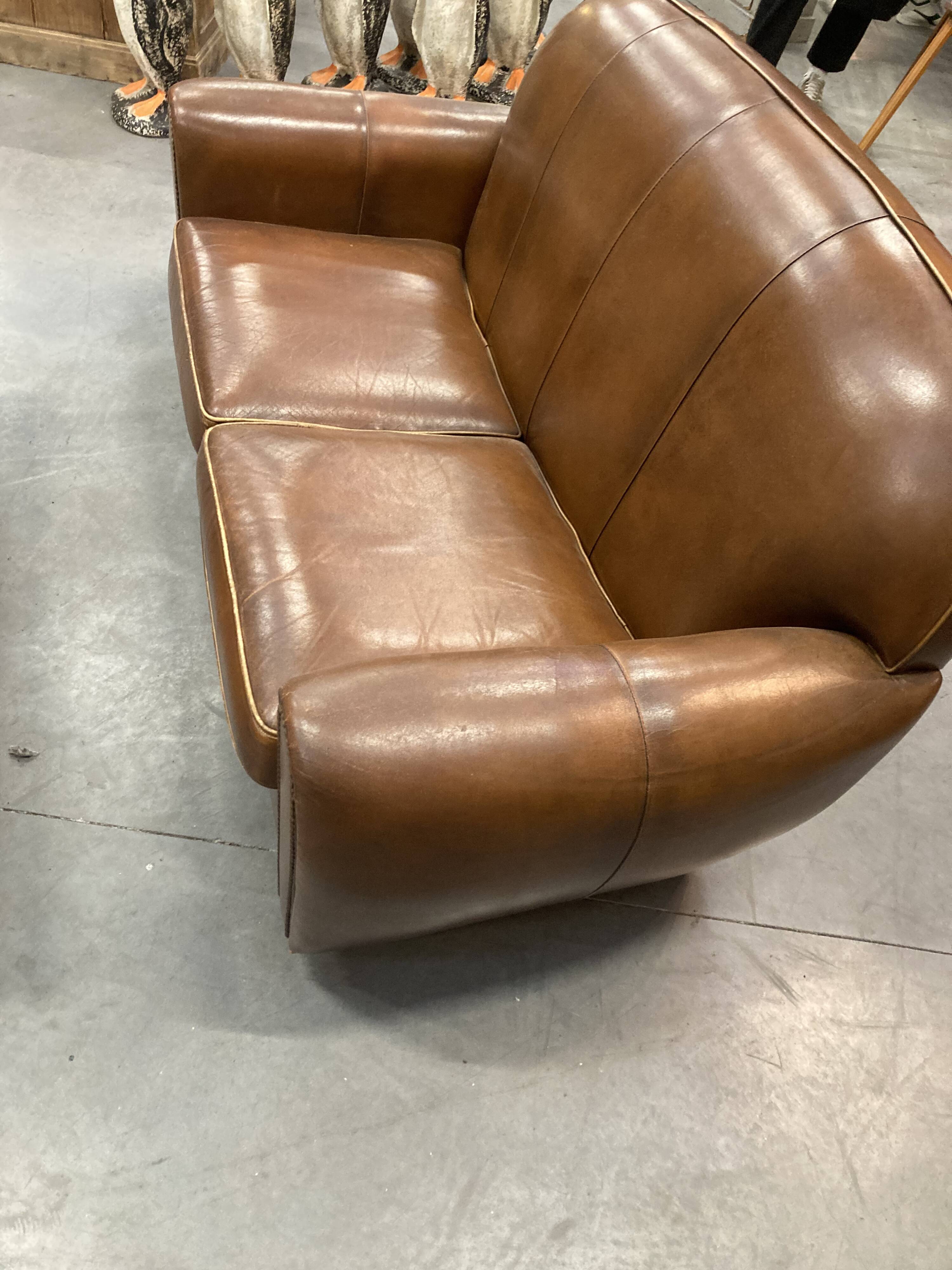 Old leather club sofa