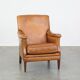 Cognac-Colored Sheepskin Leather Armchair with Straight Lines