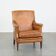 Cognac-Colored Sheepskin Leather Armchair with Straight Lines