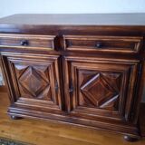 Low walnut sideboard Louis XIII style