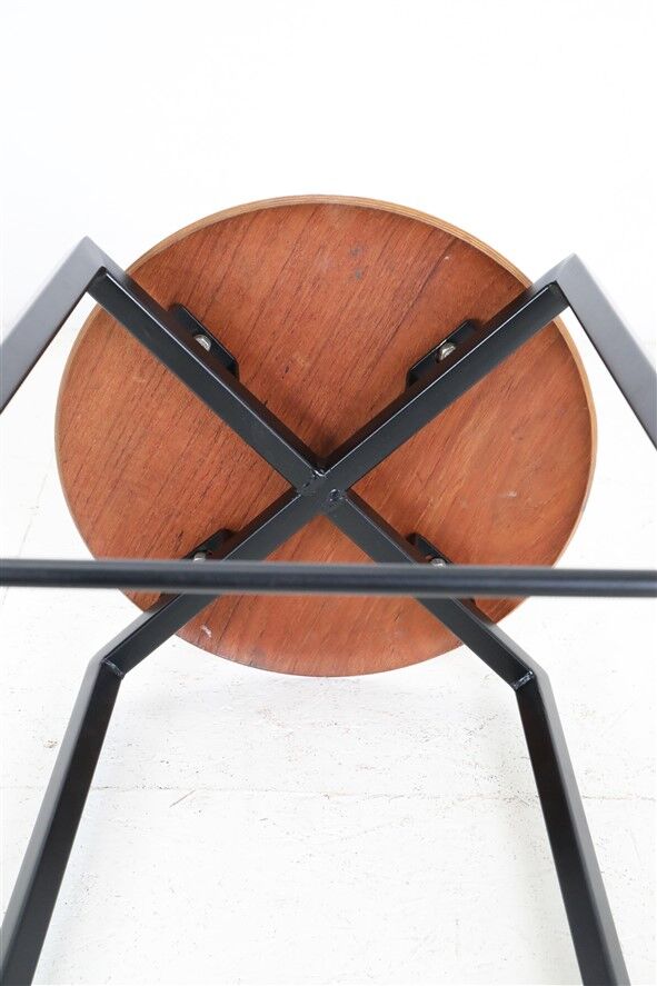 Extraordinary Danish workshop stool / fully restored / teak / steel / mid-century modern design / industrial / 1960s