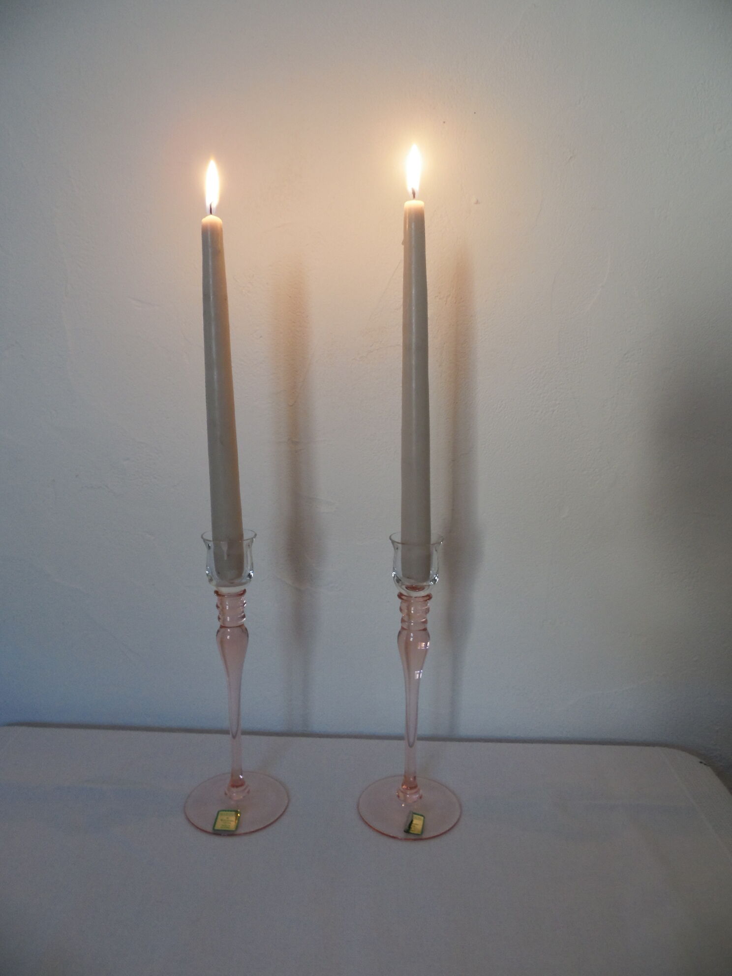 Pink crystal candlesticks duo