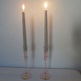 Pink crystal candlesticks duo