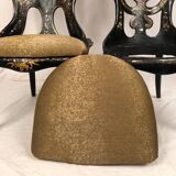 Fake pair of Napoleon III chairs, blackened wood and burgundy boiled cardboard