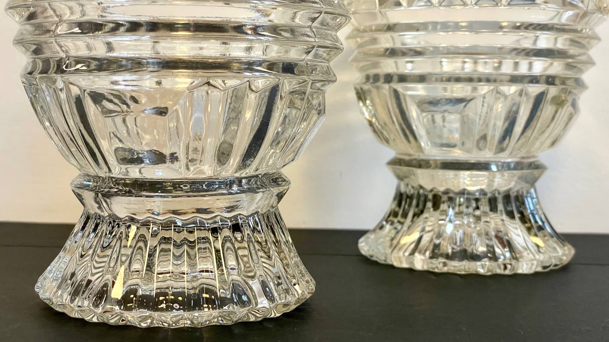 Paire vases géométriques semi-cristal vintage