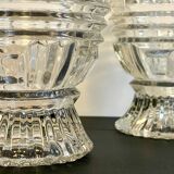Pair of vintage geometric semi-crystal vases
