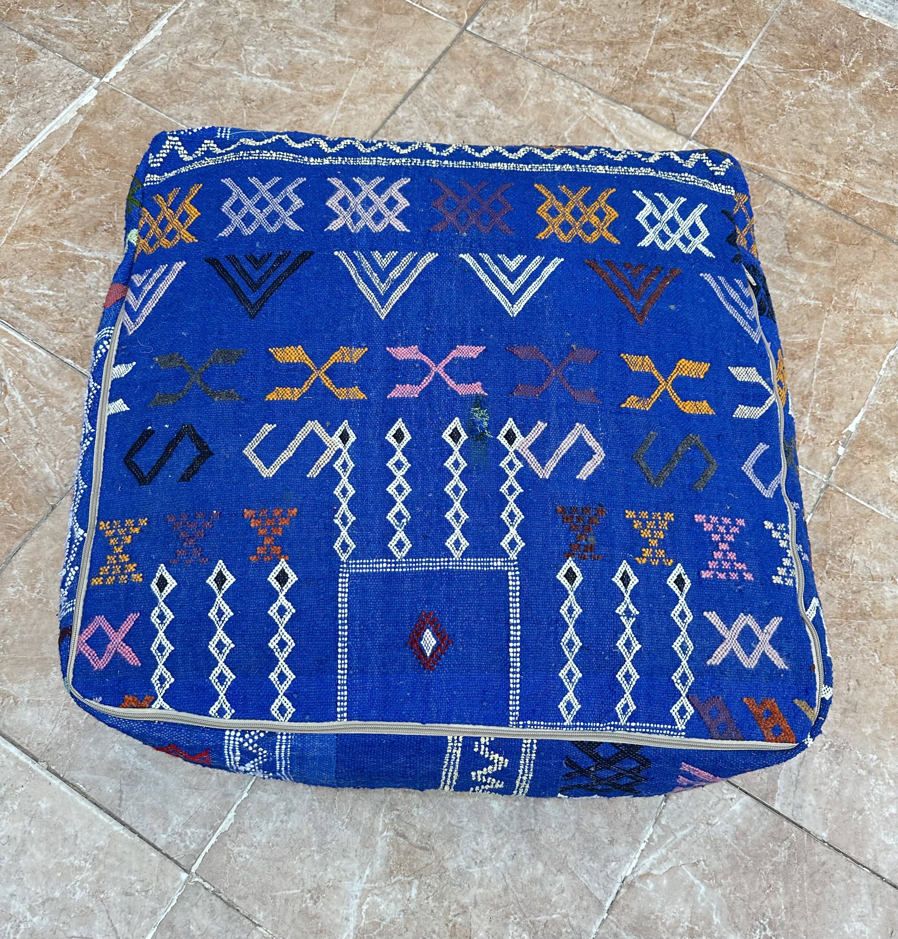Handmade Berber Kilim pouf, floor cushion