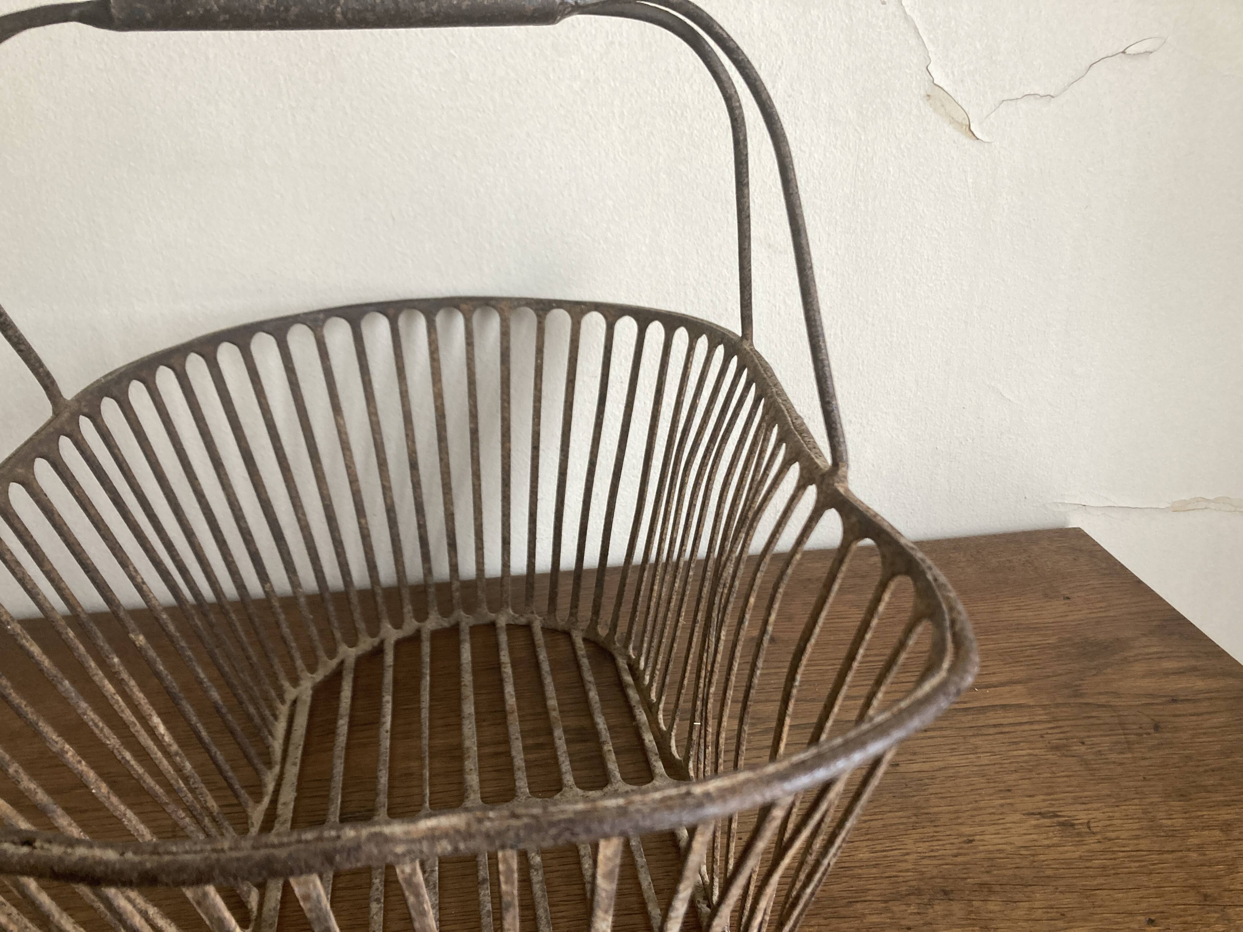 Country wrought iron harvest basket 1930