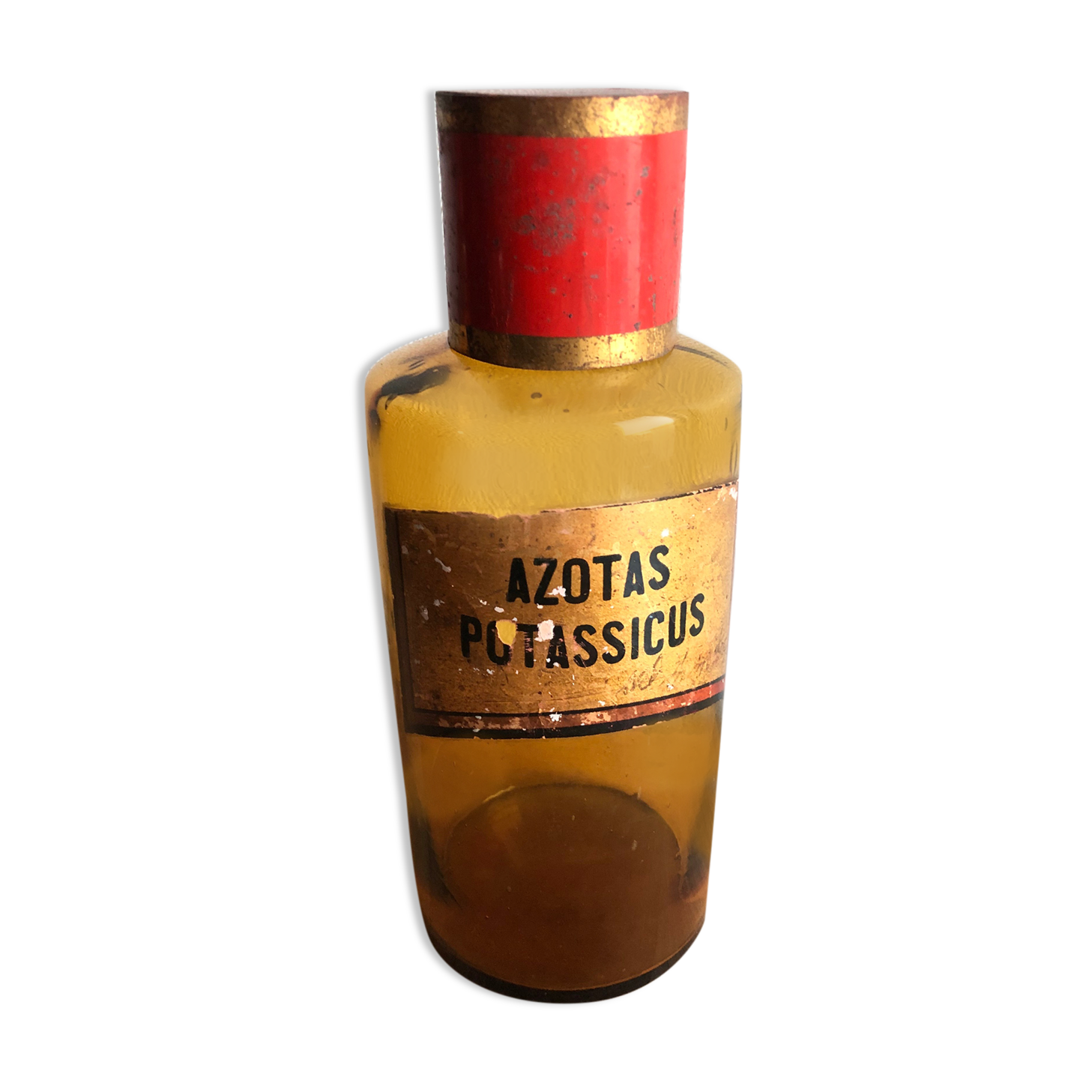 Old pharmacy bottle/jar "Azotas Potassicus" brown glass