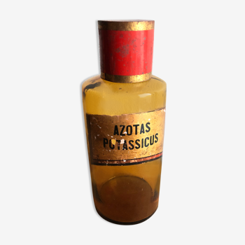 Ancien flacon de pharmacie  « Azotas Potassicus » verre brun