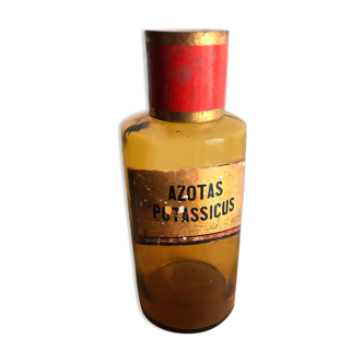 Old pharmacy bottle/jar "Azotas Potassicus" brown glass