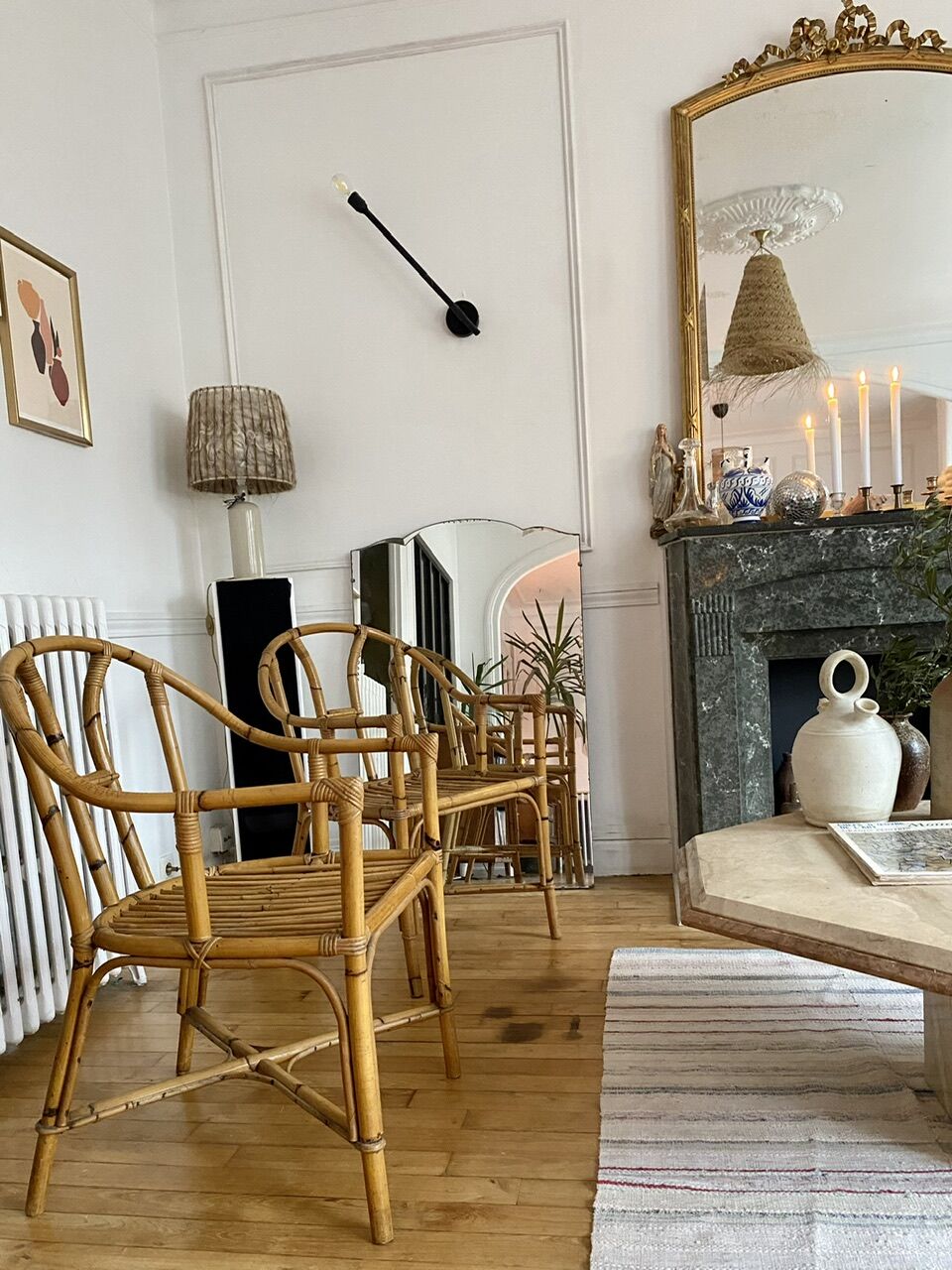 Pair of vintage rattan armchairs