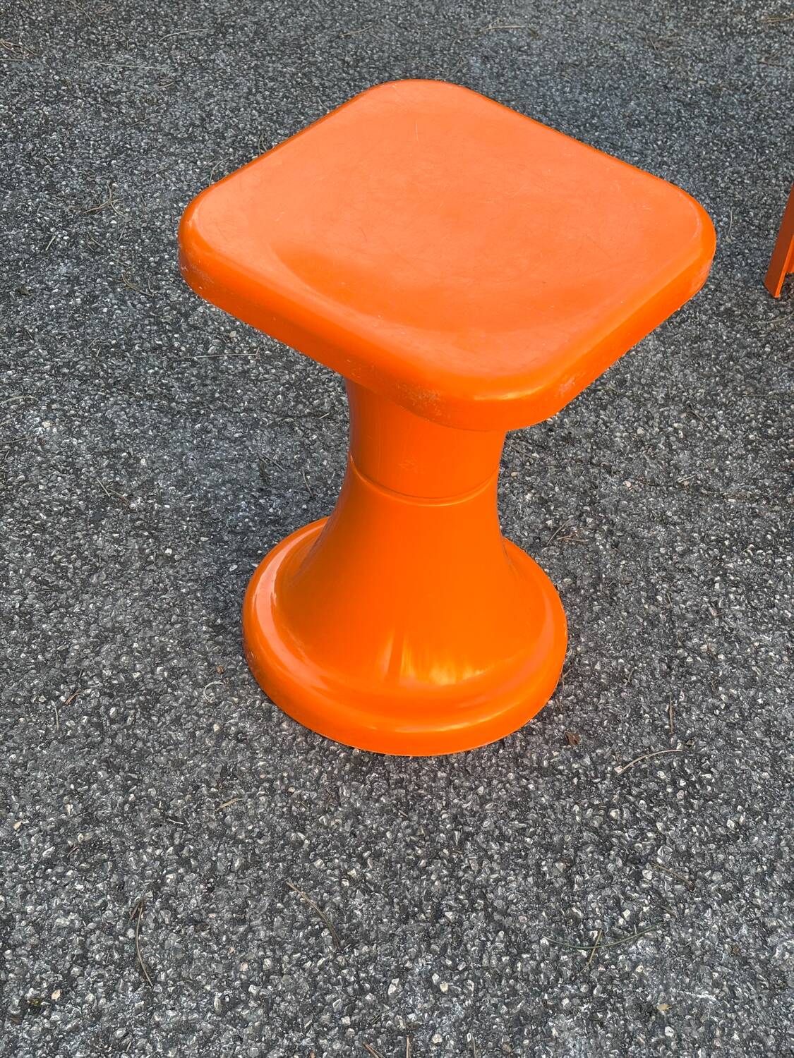 Orange plastic Tam Tam stool 1970