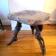 Brutalist tripod coffee table solid wood and 60s design living legs