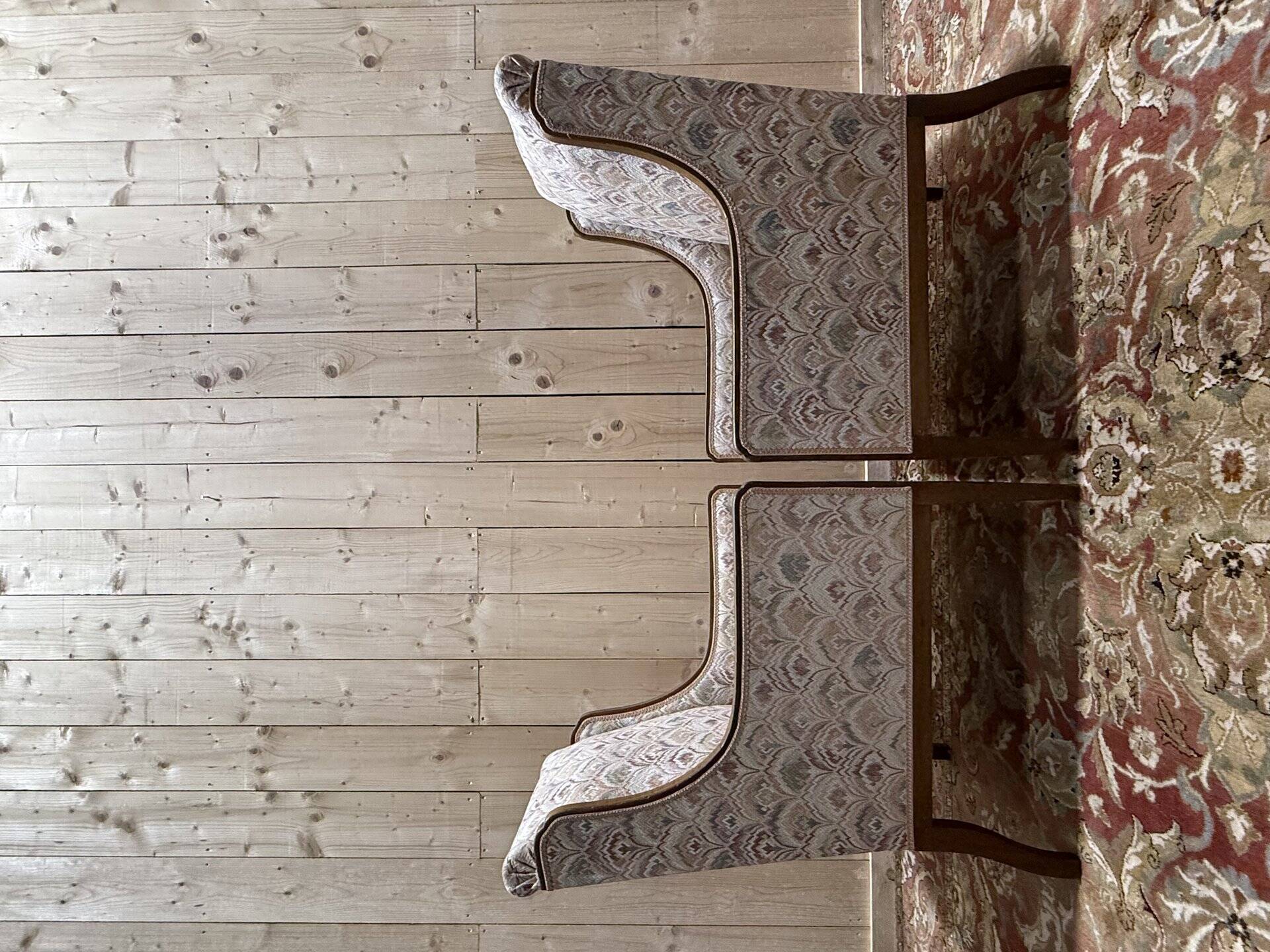 Pair of English / Art Deco style wingback armchairs