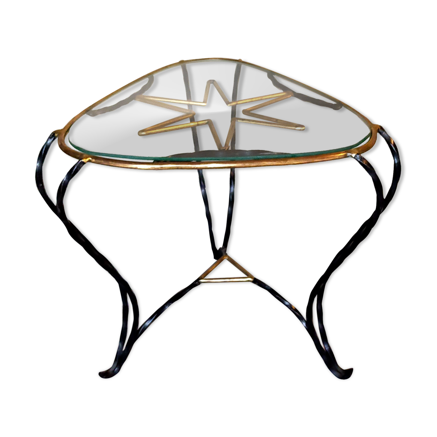 Vintage wrought iron tripod coffee table