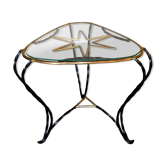 Table basse tripode en fer forgé vintage