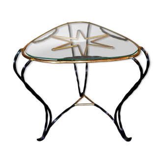 Table basse tripode en fer forgé vintage