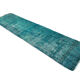 Distressed Turkish Narrow Runner 304 x 76 cm Wool Vintage rug, Overdyed Turquoise