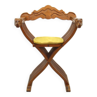 Vintage Italian Walnut Savonarola Chair