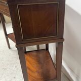 Pair of Louis XVI style bedside tables in mahogany and veneer, 20th century